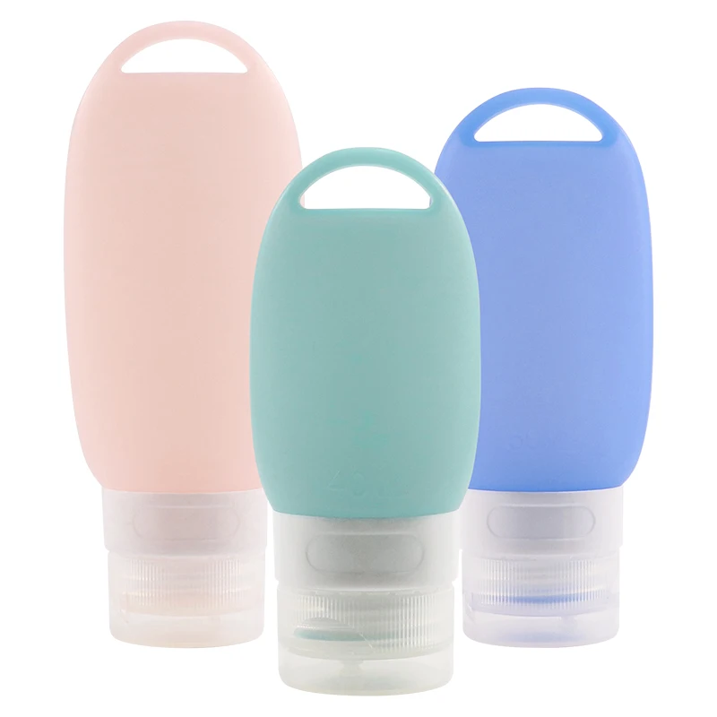 Custom Bottle Travel Dispenser Eco Friendly Cosmetic Shampoo Leakproof Silicone Squeeze Travel Kit Empty Hook Bottles Tube Set