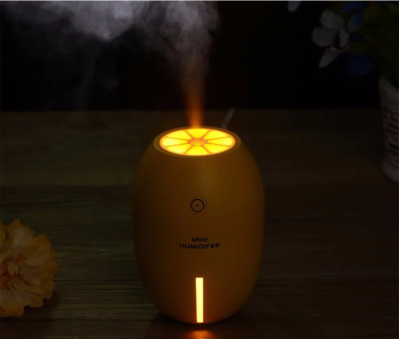 Creative Lemon Humidifier Mini USB Desktop Diffuser Air Humidifier Led Light Mist Maker For Home Office Car Gifts 4 Colors