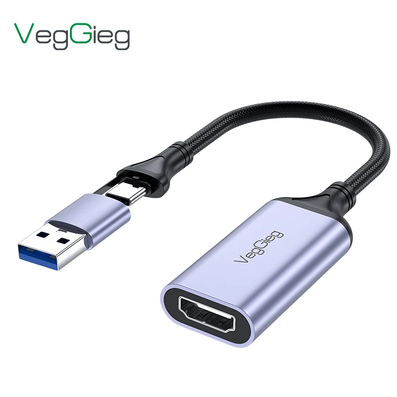Veggieg  4k Video Capture Card Type C USB 3.0 HDMI  PC Laptop  HDTV  livestream Adapter Cable Video Game Converter Capture Card