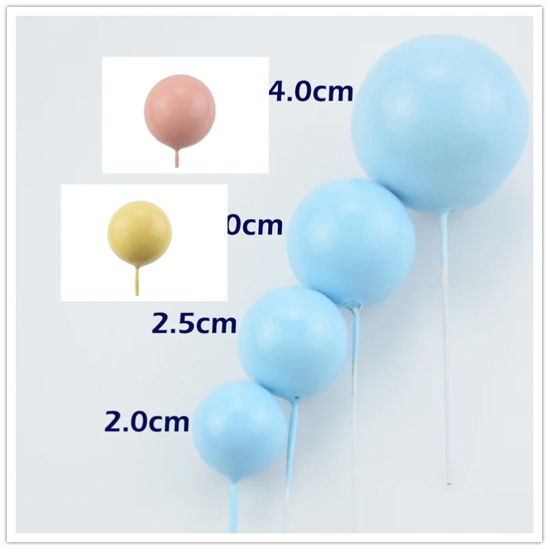 20pcs ins happy birthday cake decoration Gold Silver  Balls Cake Pick DIY Cake Insert Topper mixed size