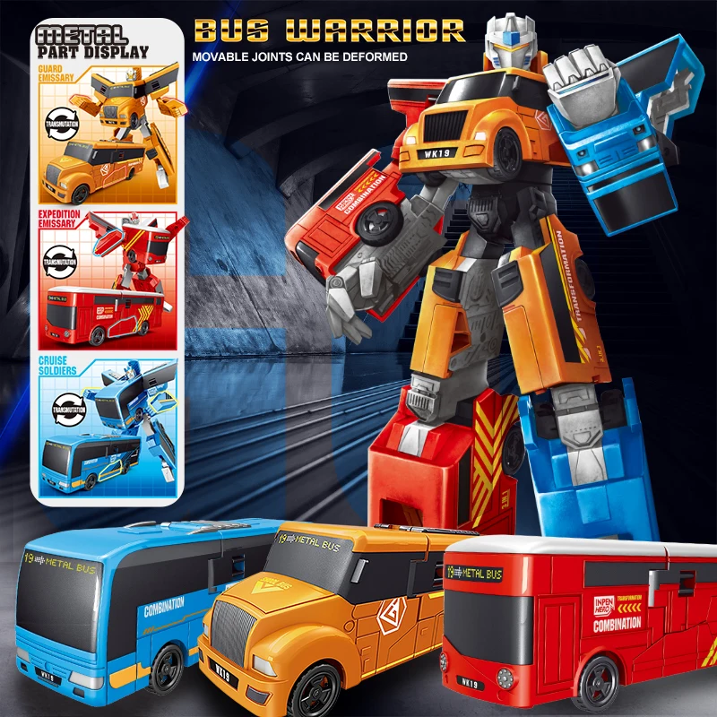Transforming Bus to Robot Toys High Quality Transformed Toys Plastic Transforming Toys Bus Car