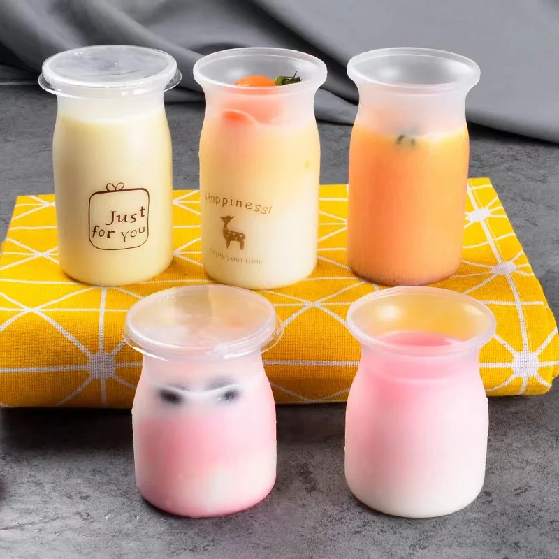 Yogurt bottle Disposable 125/150mlPP plastic milk bottle Pudding mousse cup Fawn Jelly cup logo