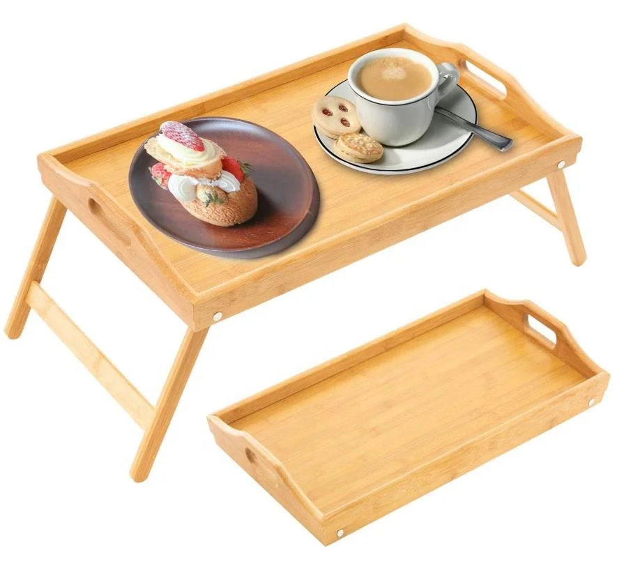 Amazon Bamboo Bed Food Serving Tray with Legs