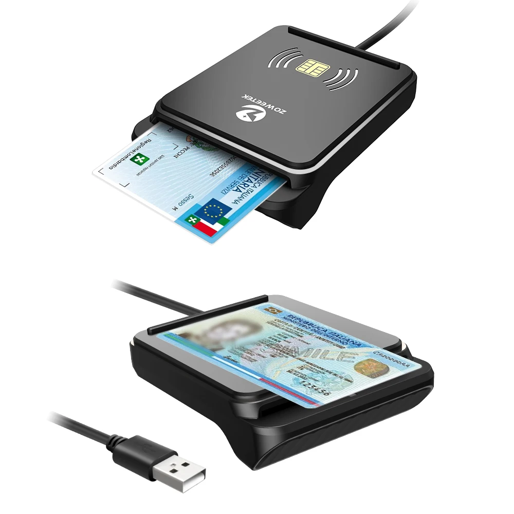 RFID/NFC IC Chip Dual Smart Card Reader 2 in 1 Contactless Contact Card Reader Zoweetek ZW-12026-12 13.56mhz for IOS Android