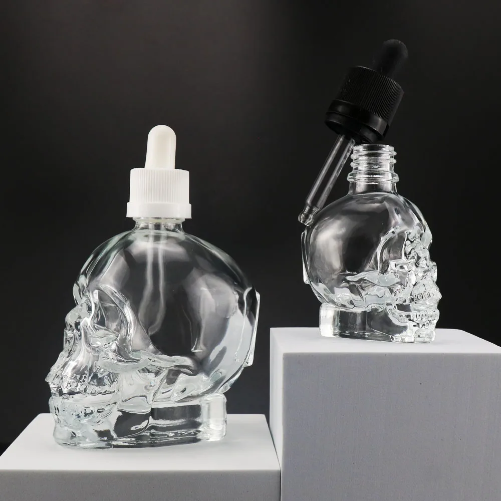 Skull 30ml 60ml 120ml glass bottle wine cocktail wine ginseng vodka glass bottle