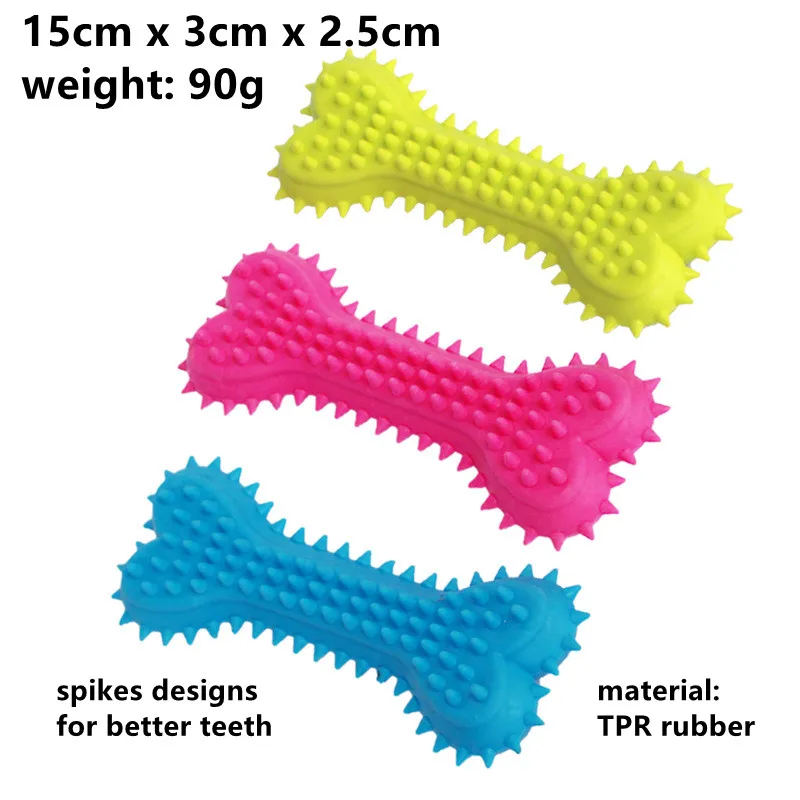 Manufacture Wholesale Cheap Dog Bone Toy Chew Toys TPR Rubber Durable Chew Spikes Design for Teething Ceansing Teeth Dogs