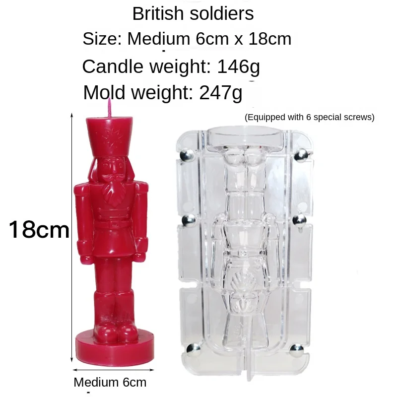 Walnut clip PC two petal molded plastic candle mold British style humanoid soldier DIY candle mold