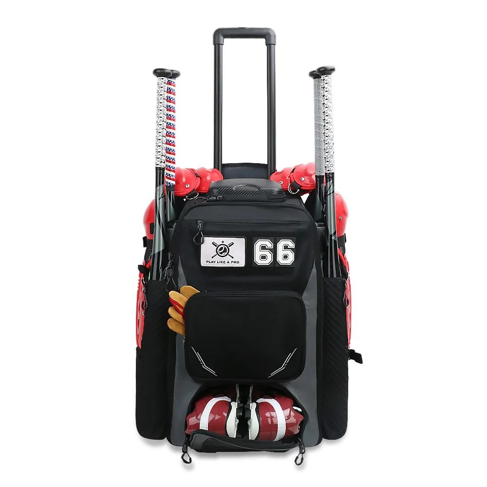 Kopbags Custom Wholesale Baseball Roller Bat Bag Softball Bag with Wheels Rolling Baseball Catchers Bag