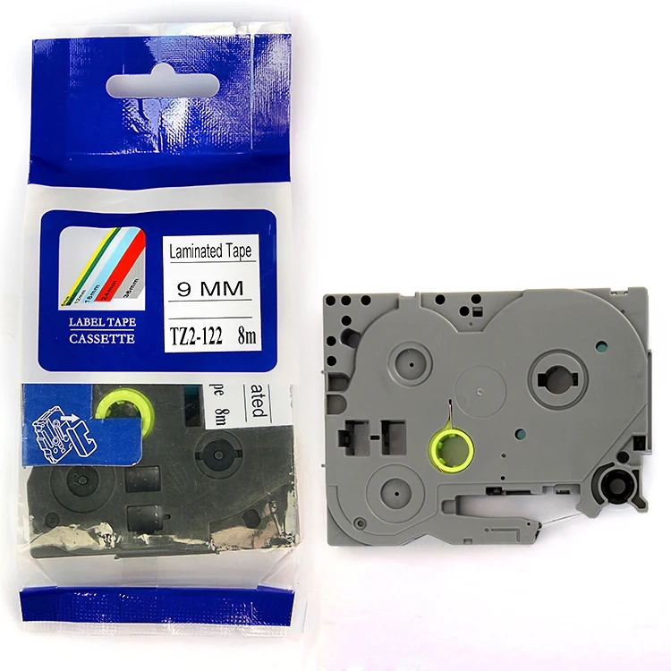 Bluecom Free Sample 9mm *8m Compatible For Brother TZ Series Tze121 Tze221 tz421 tz521 tz621tz721 Black On White Label Cassette
