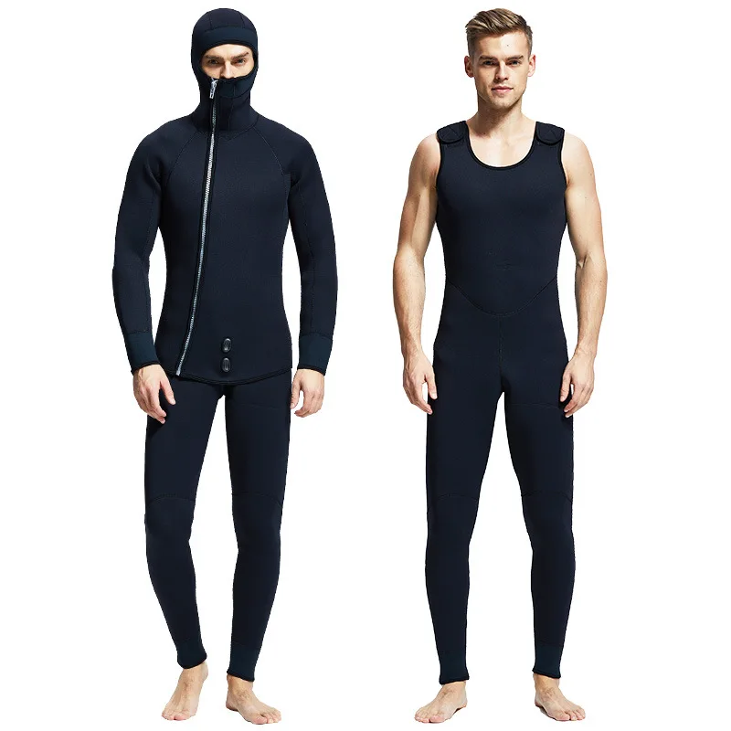 Custom Thickness Neoprene Two Piece Free Diving Long Sleeve Full Body Diving Wetsuit 5MM Spearfishing