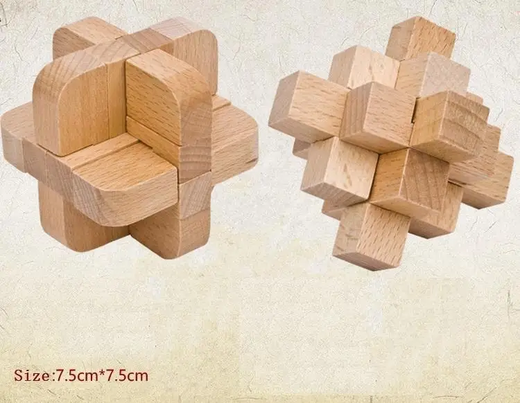 Wooden magic cube puzzle Wholesale High quality Beech Wooden Adult Children Unlock Toy Cube Educational Puzzle Game