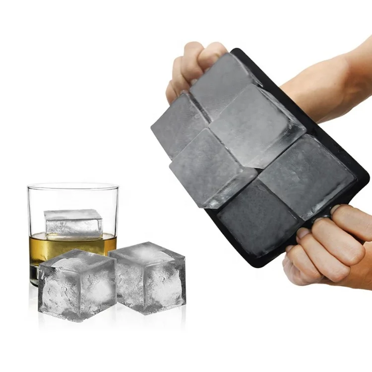 Customized logo Ice Cube Trays with Silicone Lid, 6Grid Square Ice Tray, Easy Release and Stackable Ice Cube Mold