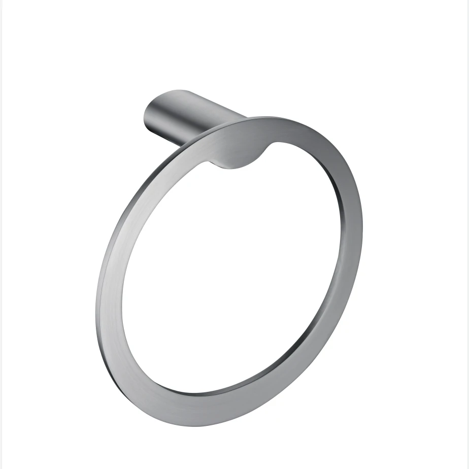 Duxini wholesale price wall mounted towel hanging ring hooks rack matt black towel ring round for bathroom