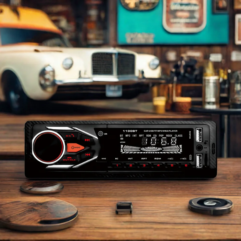 Universal 1 Din Car MP3 Player with LCD Display and Bluetooth Aux-in FM Receiver SD USB Tuner Charger Combination