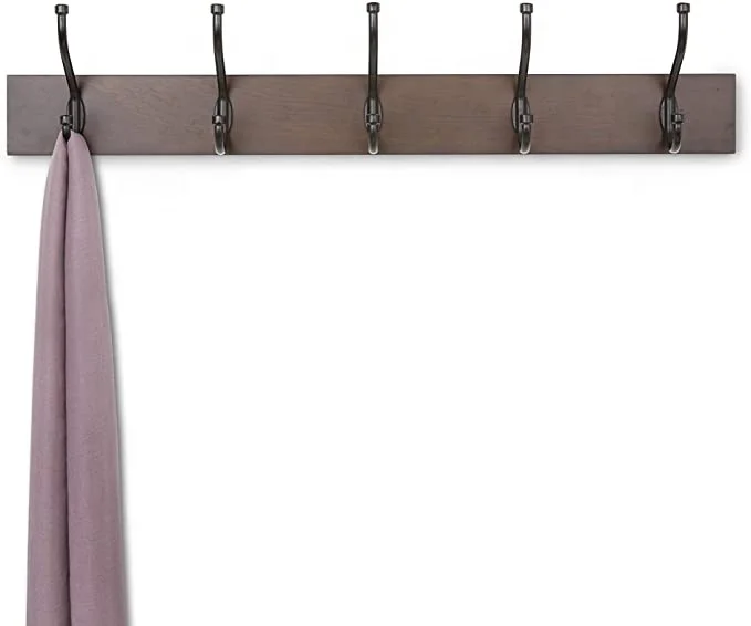 wholesale custom High quality Wall Mounted Farmhouse Coat Rack Light Walnut hanging shelf