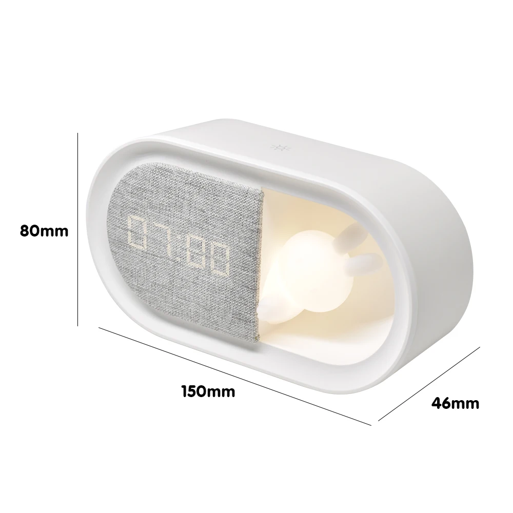Rechargeable digital night light Touch Dimming Modern fabric covered LED Snooze desk kids alarm clock