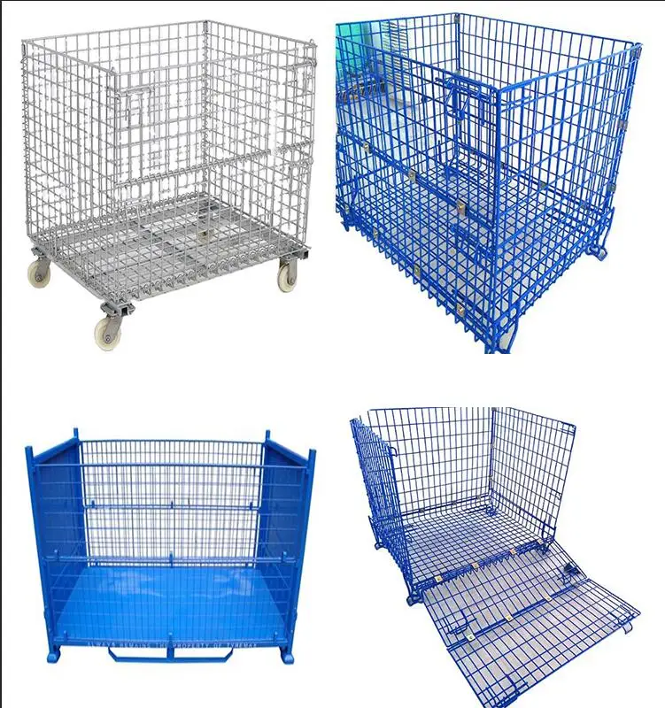 Safe and Reliable stackable logistic table trolley mesh logistics storage cage