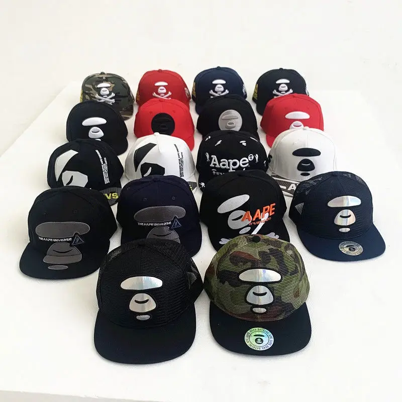 Bathing New Trendy Unisex Casual Bape Ape Printing Double Line Knitted Fashion Style Baseball Hat h1123