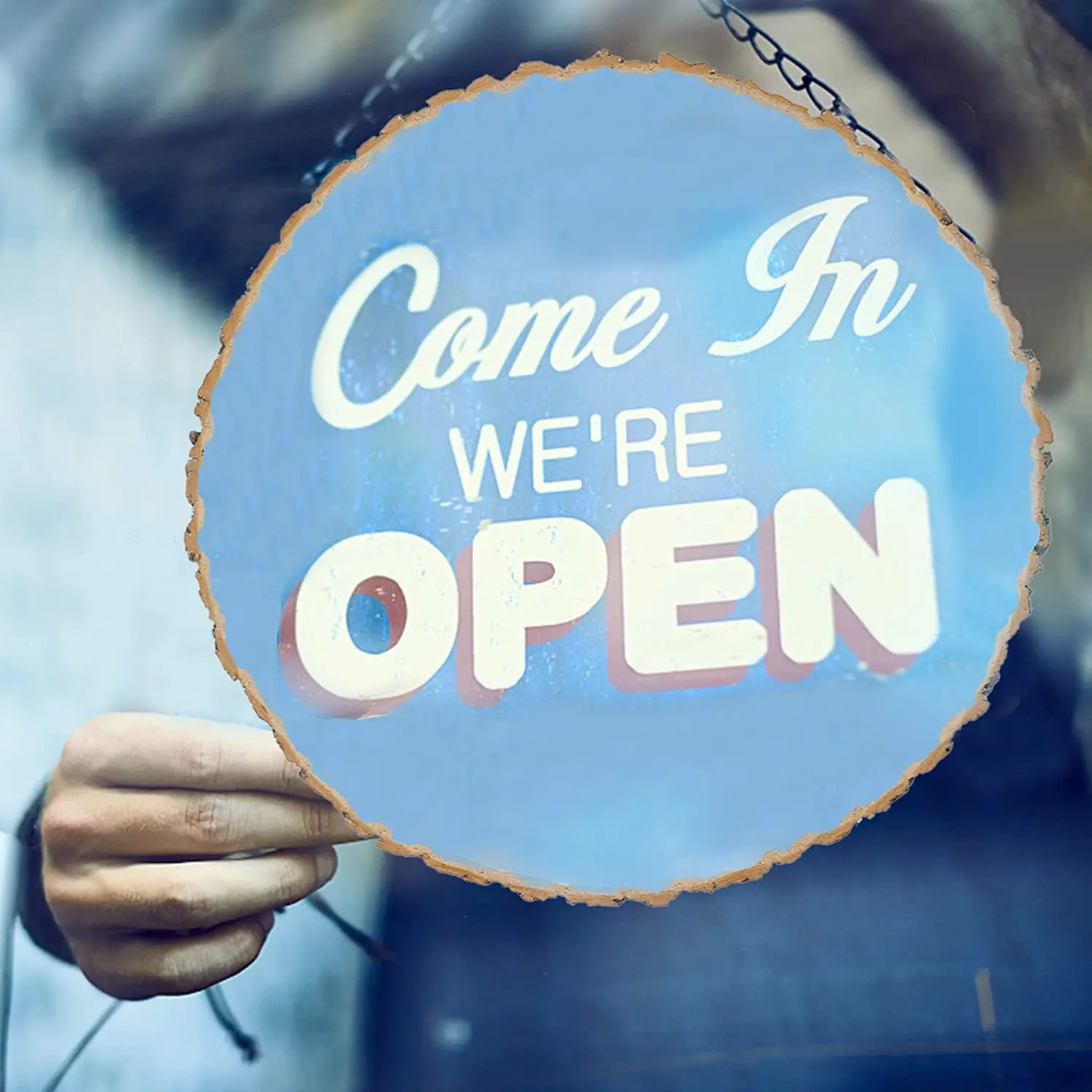 Large wooden centerpiece of unfinished wood chips natural blank wood pieces slice round