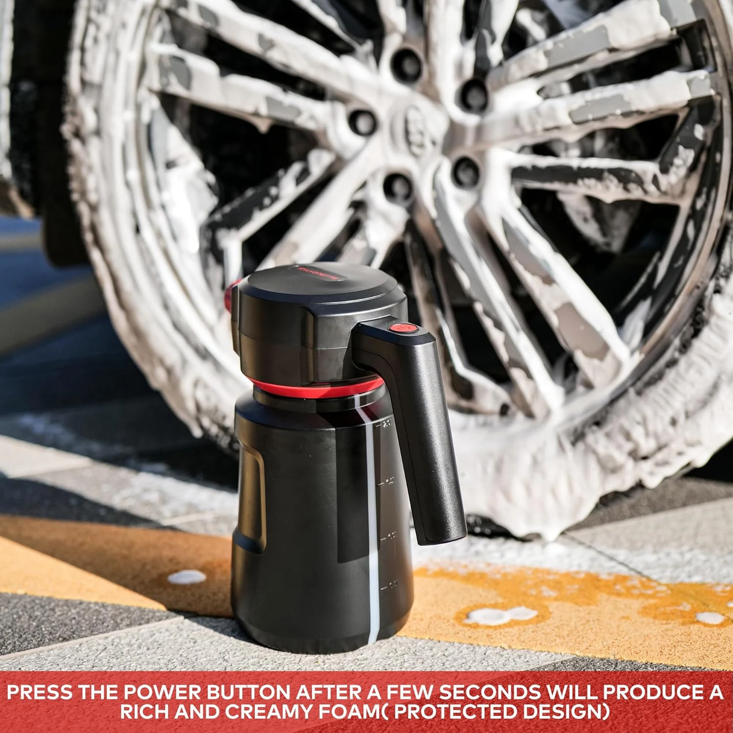 2L Car Wash Sprayer Electric Foam Cannon USB Rechargeable Battery Foamer Sprayer Rich Foam Cordless Portable Pump Sprayer Black