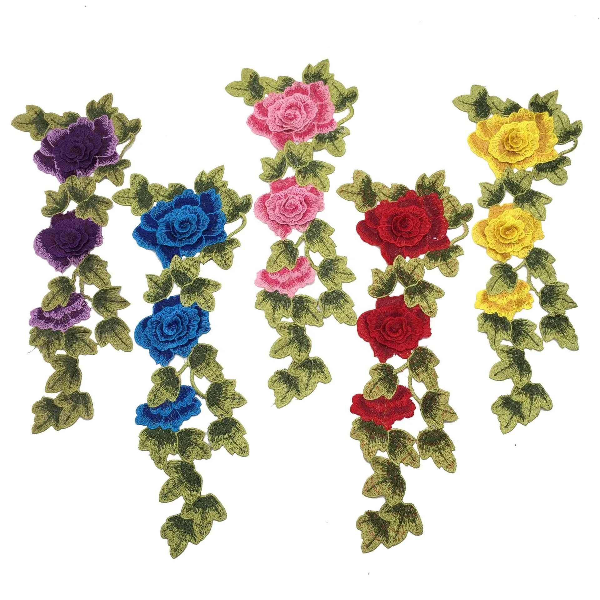 Embroidered Flower iron on backing sew on cloth custom embroidery patch/wholesale appliques