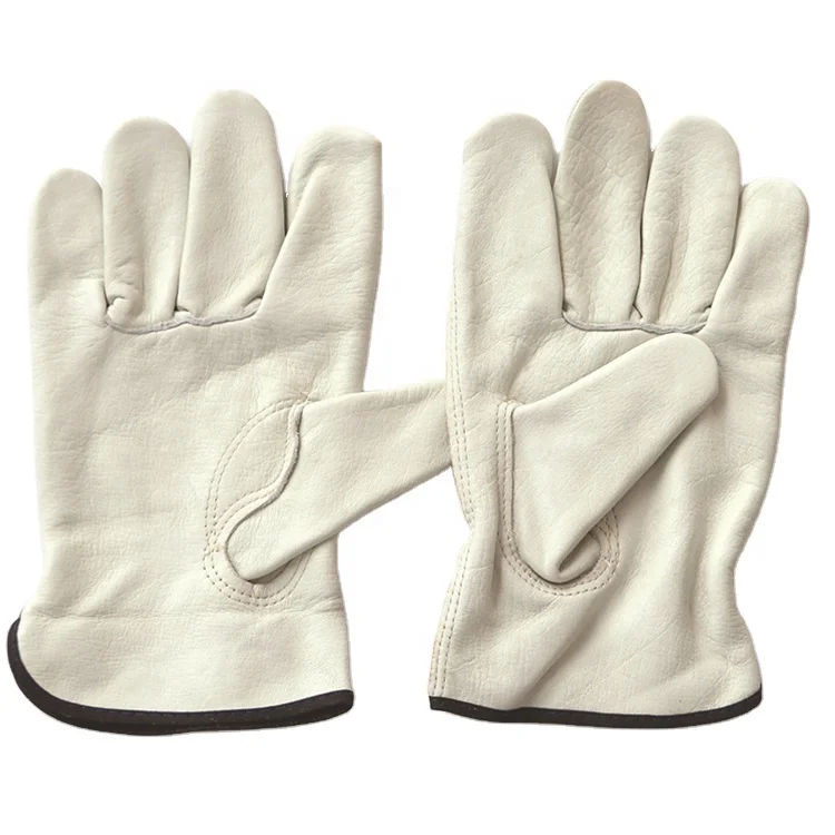 Wholesale Logo Custom Grain Goatskin Leather Driver Heavy Duty Truck Driving Warehouse Gardening Farm Work Gloves Welding Glove