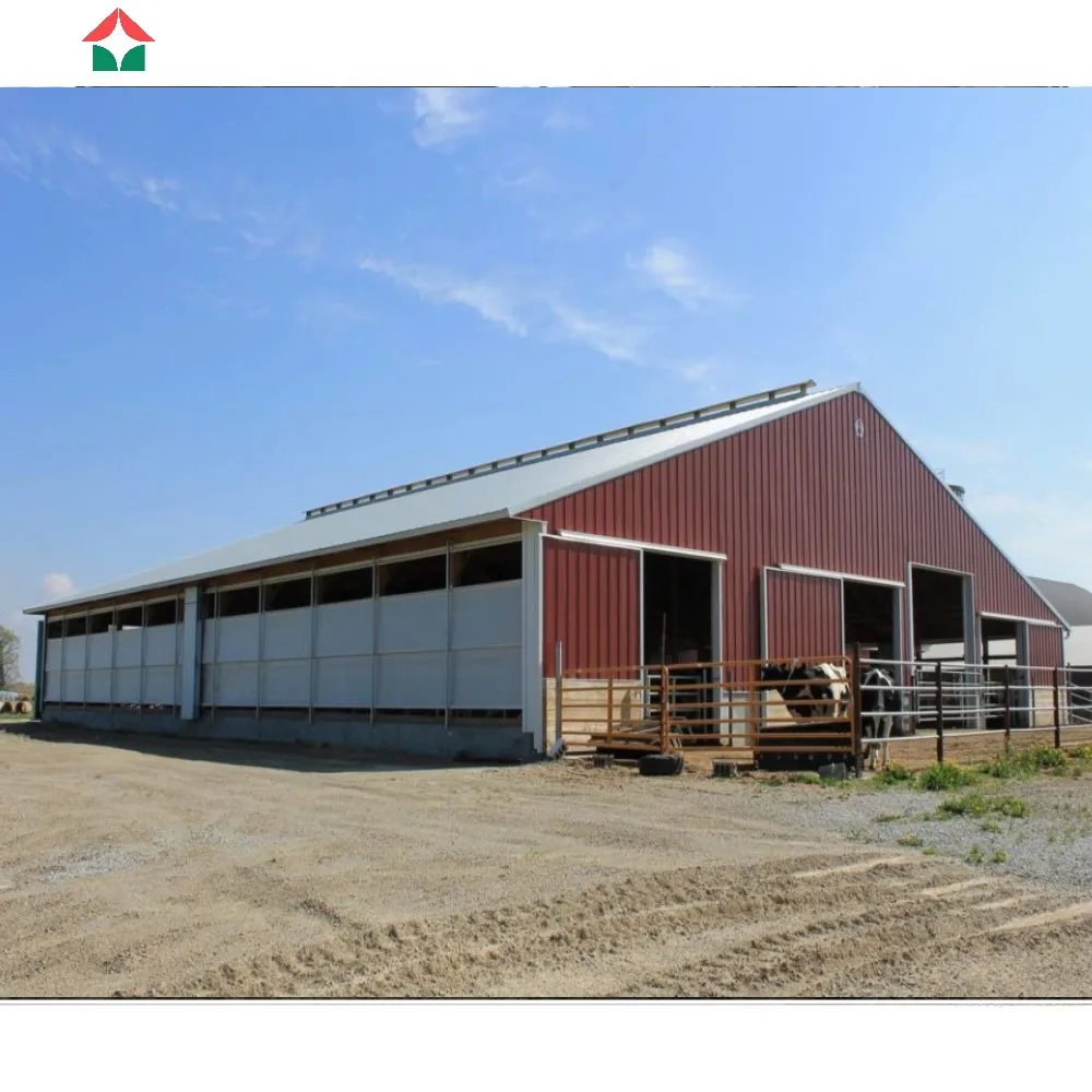 Easy Install Cow Shed Goat Sheds Prefabricated Cattle Farming House Barn Cow Hangar Shed Steel Structure