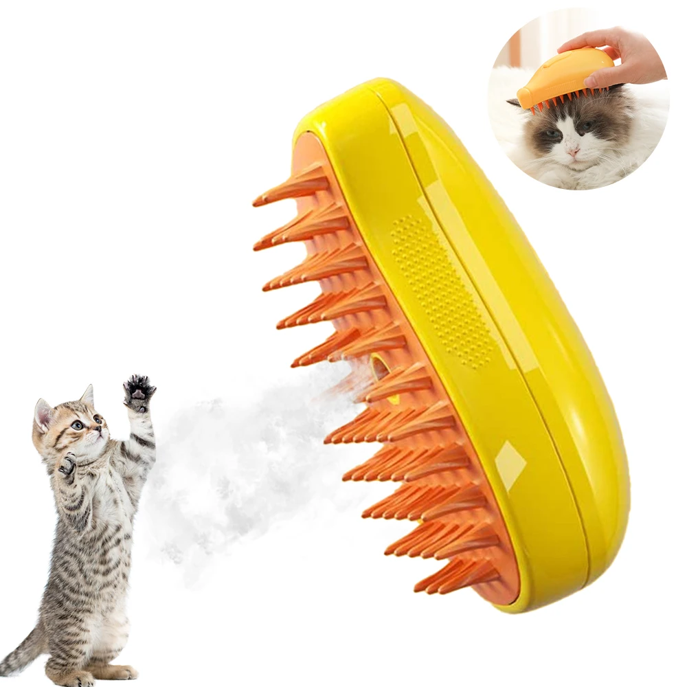 Cat Steamy Pet Hair Cleaner Brush 3 in 1 Steam Brush for Cats
