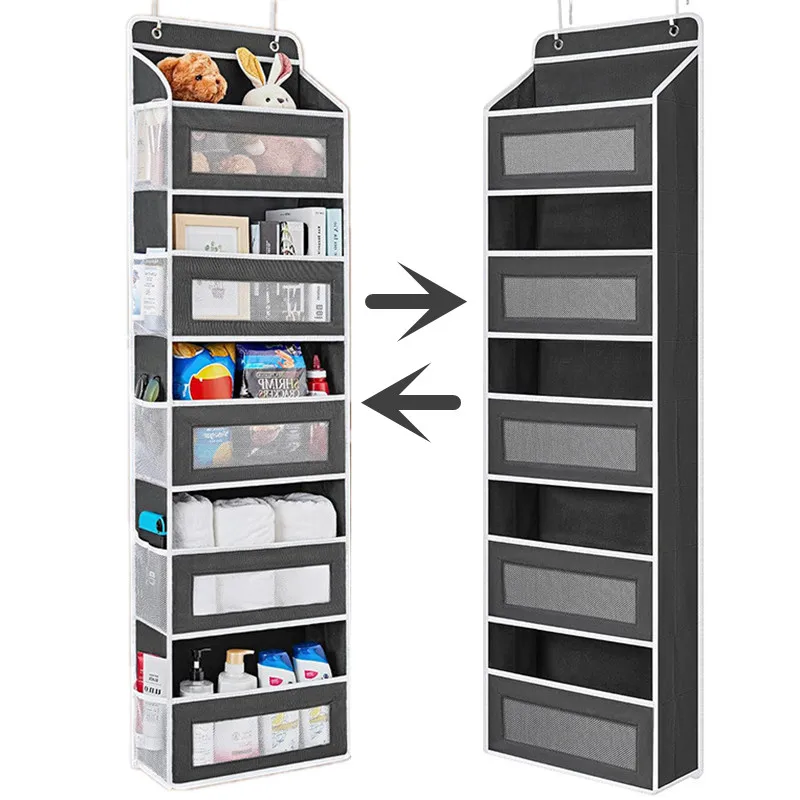 Foldable 5 Layers Hanging Storage Bag Over The Door Hanging Pocket Organizer Pantry Organizer Shelves Storage Bag