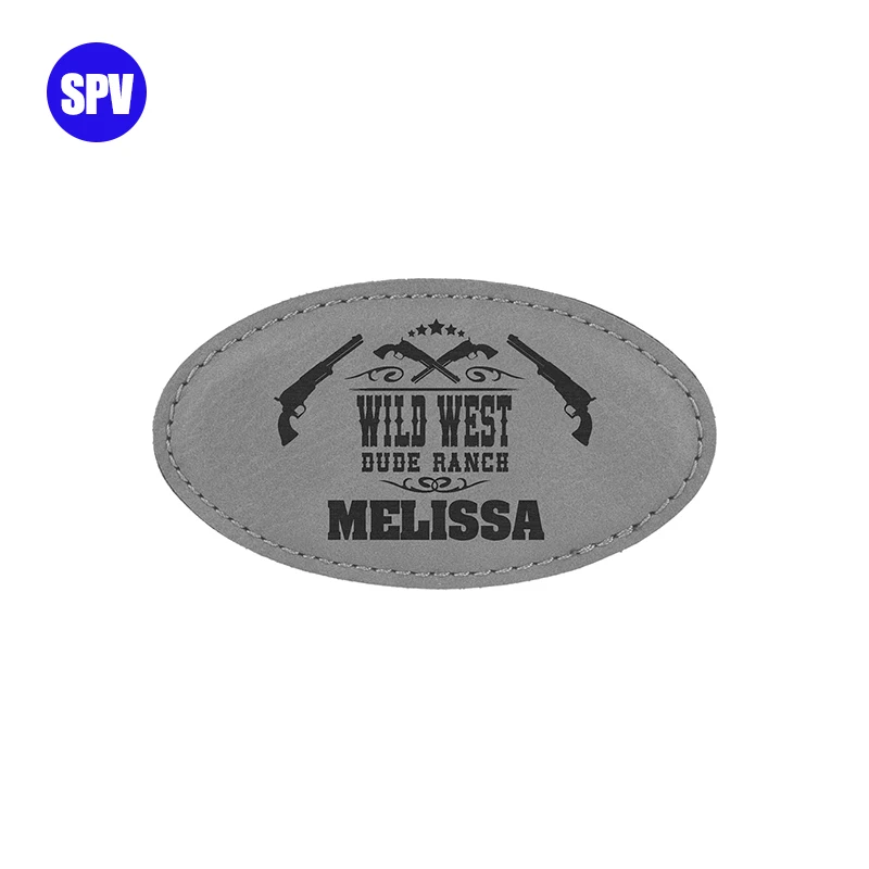 2022 PULSEN 3 1/4 дюйма x 1 3/4 дюйма, светло-коричневый овальный значок из искусственной кожи с магнитом