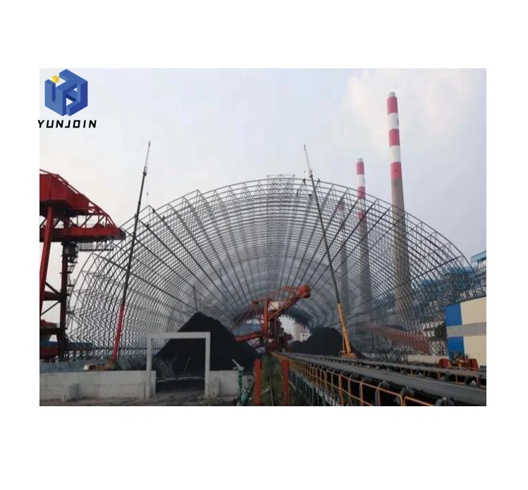 Yunjoin Galvanized Steel Space Grid Frame Truss Dome Structure Dry Coal Shed in Power Plant