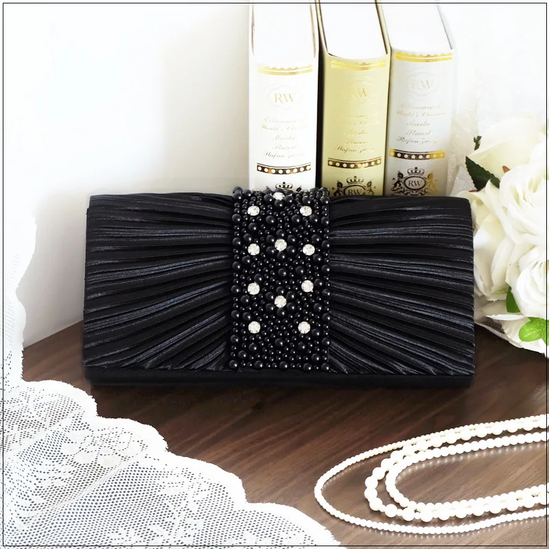 Elegant Fashion Versatile Japanese Korean Style Evening Party Bag Ruffled Party Handbag Handmade Beaded Evening Dress Party Bag