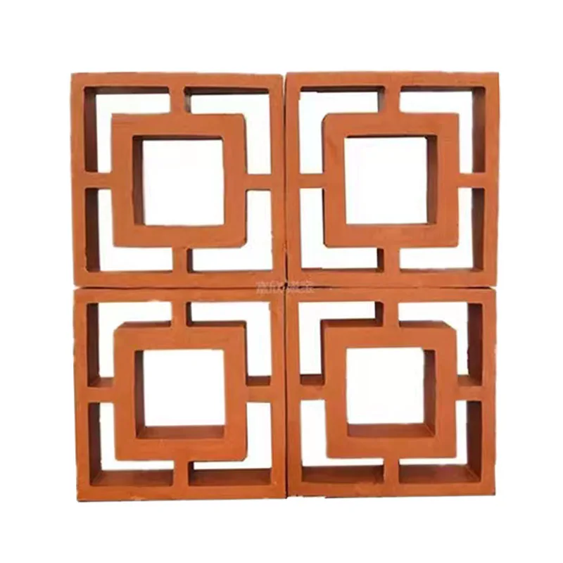 Fence Panel Red Terracotta Bricks Decorative Flower Hollow Wall Tile