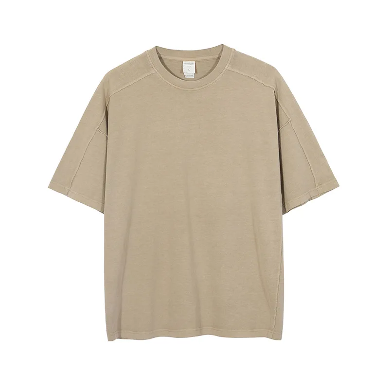 Wholesale 250G youth men 100% cotton tee shirt loose patchwork oversized washed vintage t shirts