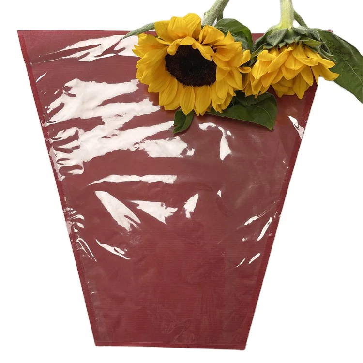 Custom design printed transparent packaging plastic transparent bouquet bag flower cover