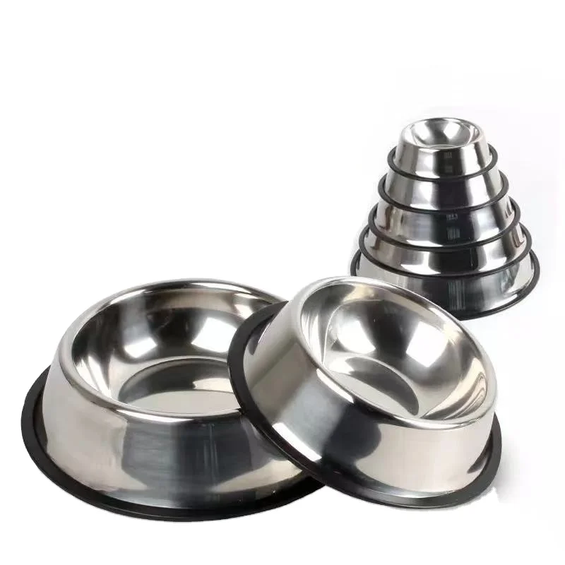 Water Food Dispenser Natural Gravity Feeding Supplies for Small Pet Feeder Stainless Steel Rubber Dog Bowl