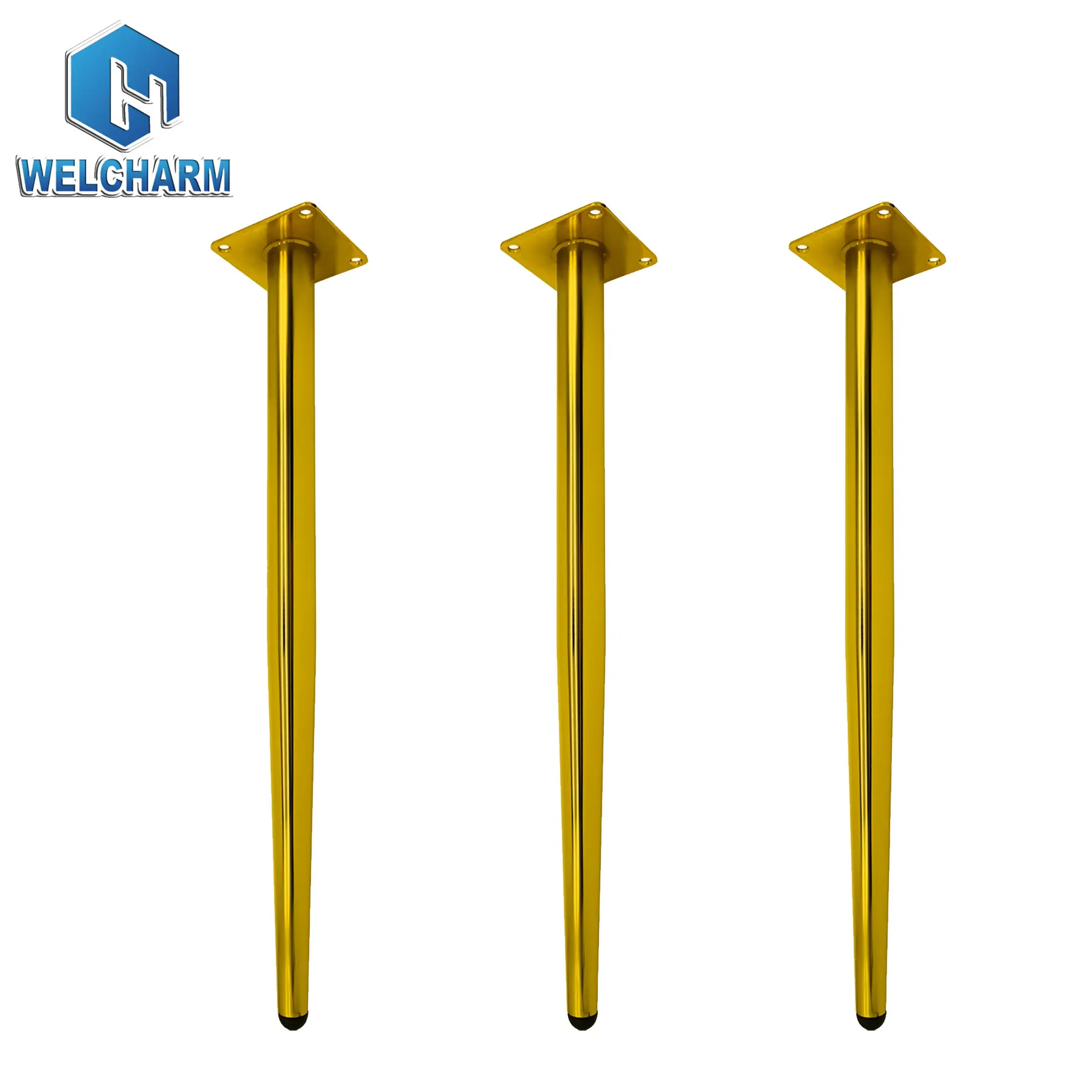 Modern Metal Furniture Cone Tube Table Straight Legs Gold Black Metal Sofa Legs for Tables