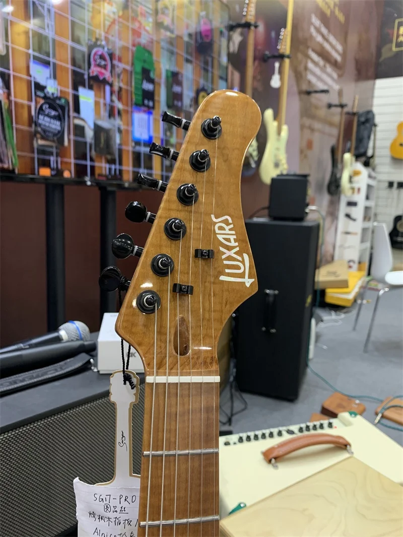 China factory wholesale Flamed Maple TL Style Electric Guitar Yellow Burst With Toasted Maple Neck High Grade Guitar