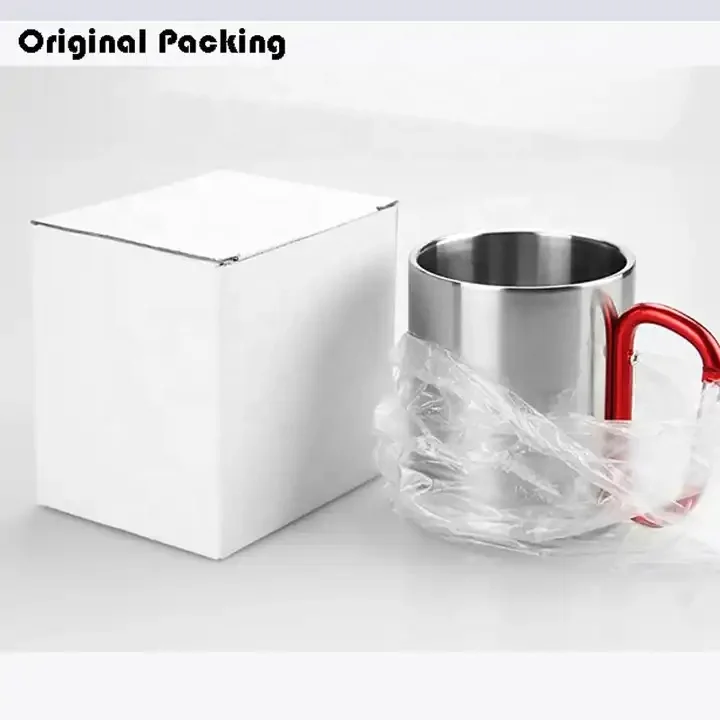 TY 200ml 300ml in stock Custom Logo Stainless Steel Coffee Mugs with Carabiner Handle Camping and Backpacking Travel Cup