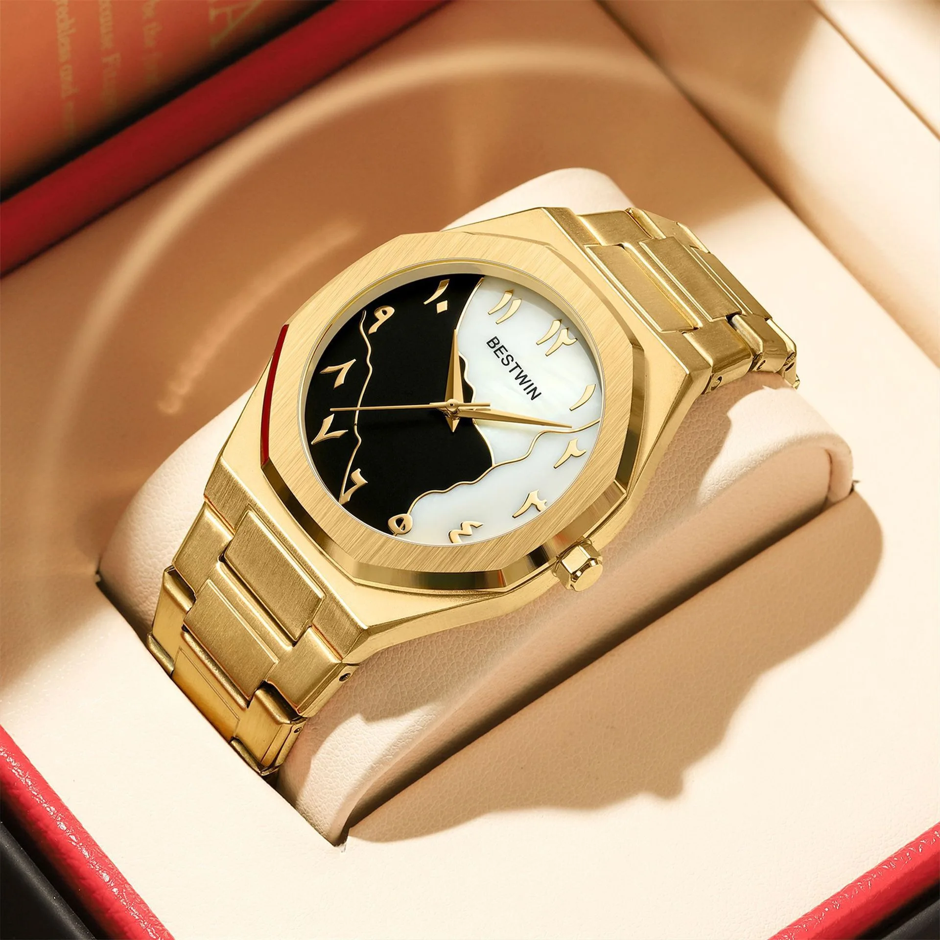 Custom LOGO Printed Stainless Steel Case Arabic Watch Men Watch Quartz Wrist Watch for Women montre homme