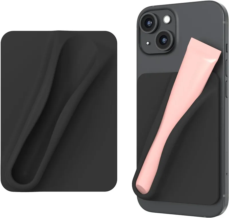 Lip Gloss Adhesive Sleeve for Cell Phone, Silky Silicone Lip Holder Stick-on Phone Case, Compatible for iPhone   Smartphones