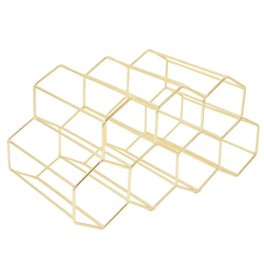 
9 Bottles Metal Wine Rack Countertop Free-stand Wine Storage Holder Buckets, Coolers & Holders Brown/white/custom Color Box 