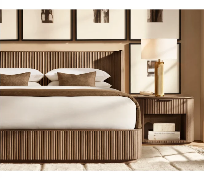 Luxury bedroom bedside furniture antique oak wood nightstand