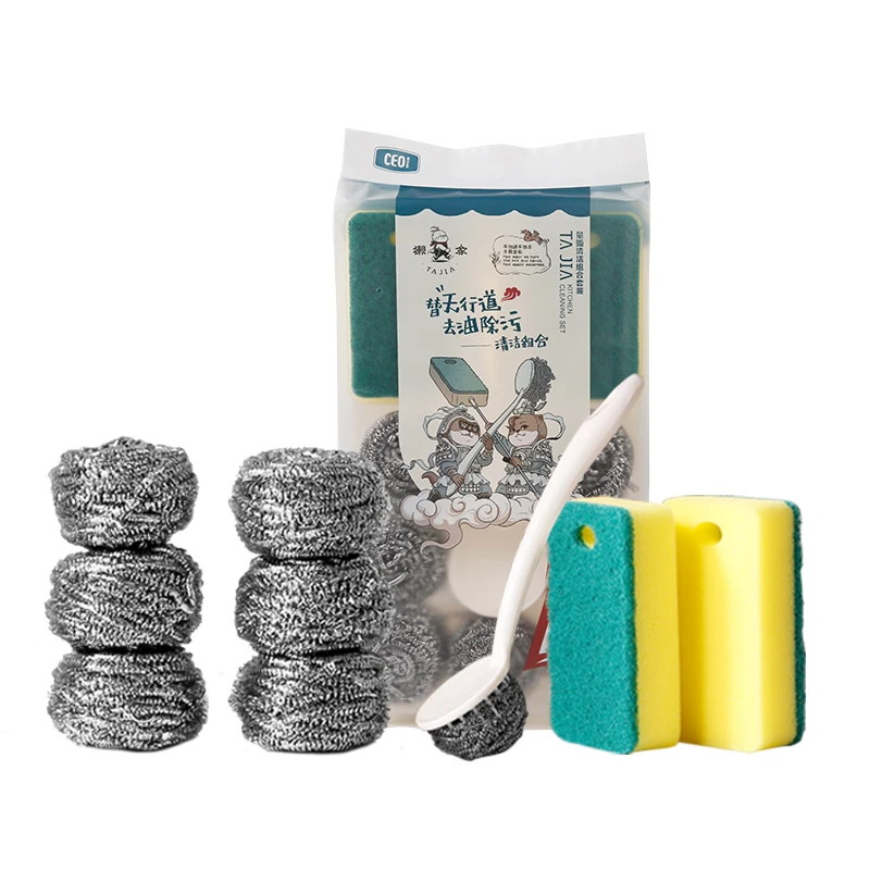 Kitchen cleaning scrubber sponge kitchen cleaning scrub brushes steel wool