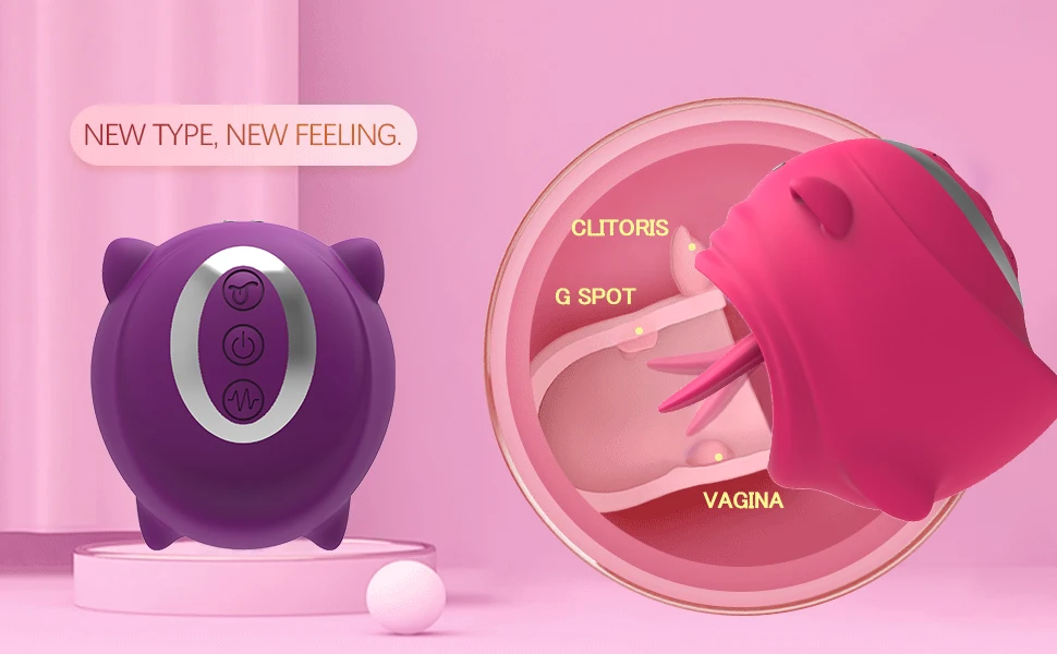 Clitoris Licking Tongue Pig Shaped 10 Frequency Adult Rechargeable Pussy Licking G-Spot Vibrator Sex Toys for women