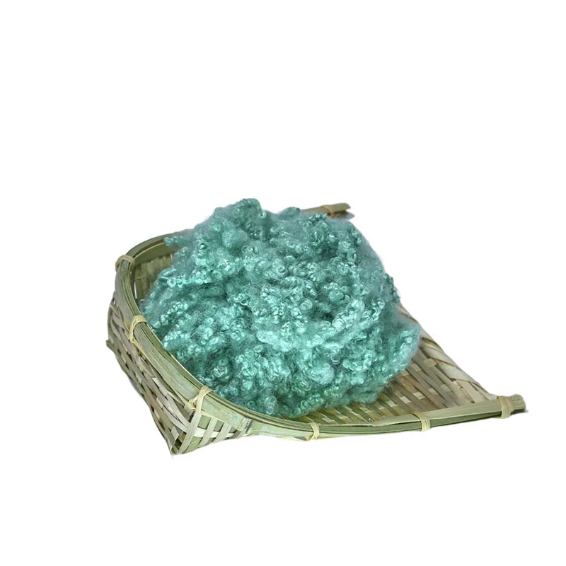 cheap  price 7DX51mm 15D x 64mm HOLLOW CONJUGATED FIBER HCS green fiber without master batch for filling pillow and quilt