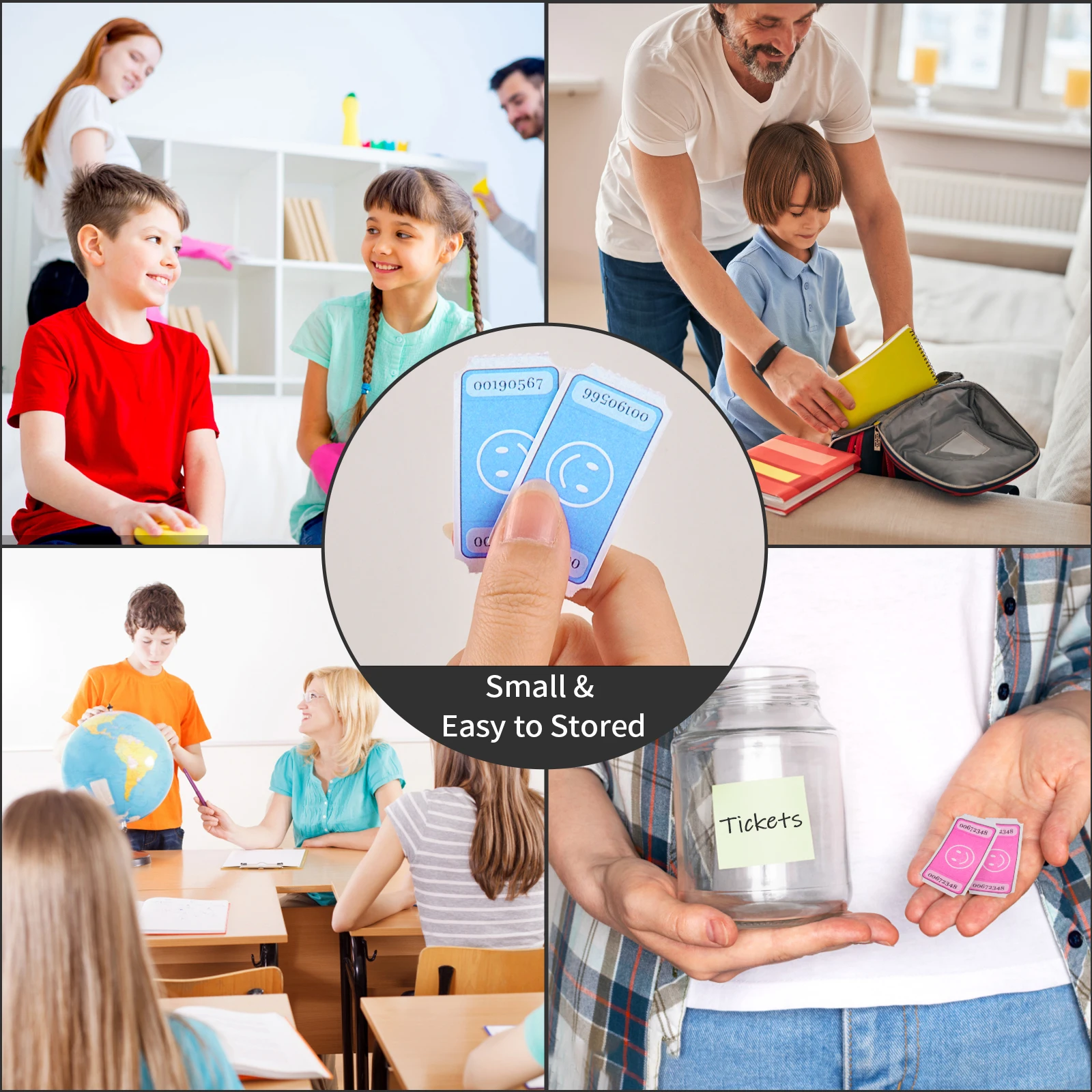 L LIKED Smile Raffle Tickets Roll,Each Tickets 1'x2', for Class Reward, Fundraiser & Prizes,1000 Tickets/Single