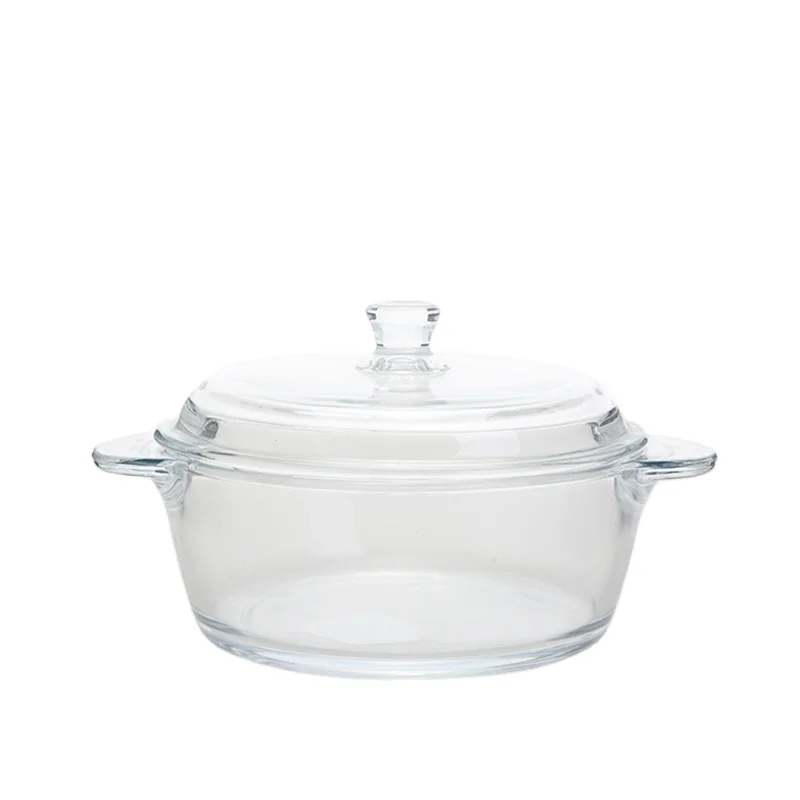 wholesale  clear glass baking dish baking round oven cooking pot microwave safe glass cook pots with lid
