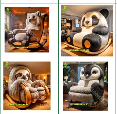 Factory  fairy tale style design realism and comfort Giant Fuzzy Animal Shaped Rocking Chairs sofas with armrest