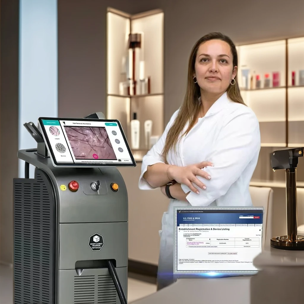 Diode laser 4 wave hair removal device 1600W Four waves with AI skin scanner Adjustable tips